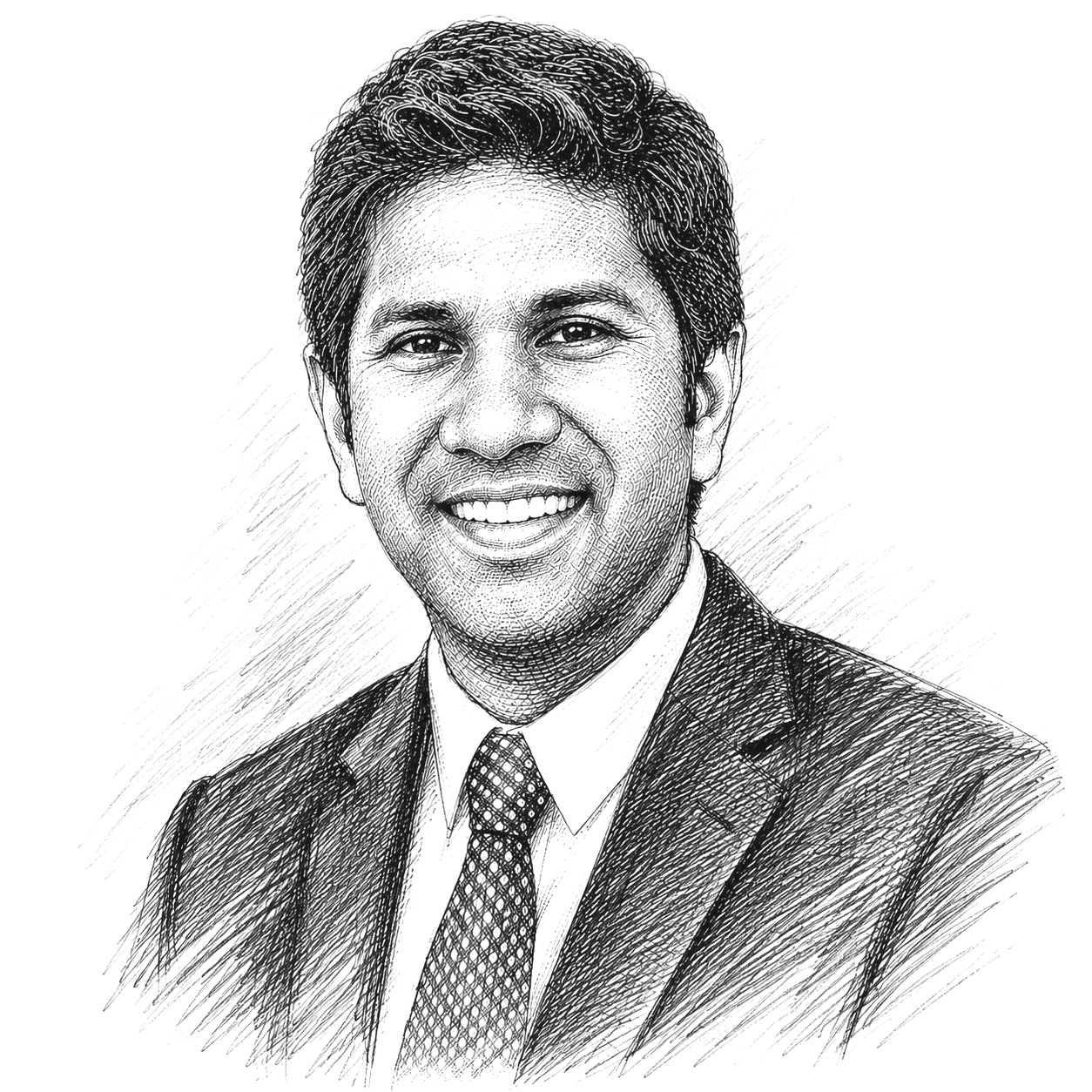 Sketch portrait of the founder and owner of Hetti Holdings